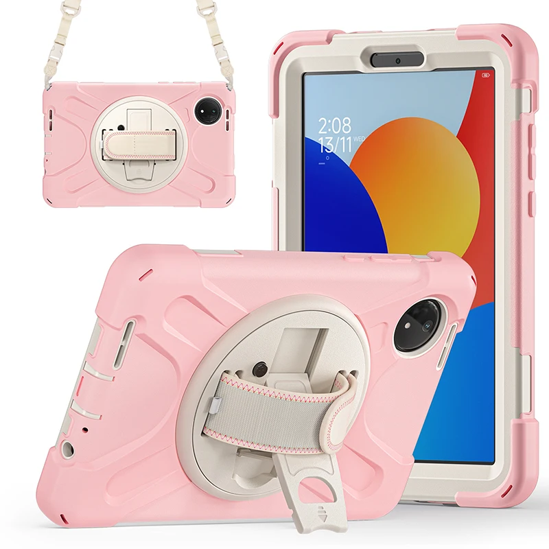 Durable 360° Rotating Tablet Case with Kickstand & Shoulder Strap