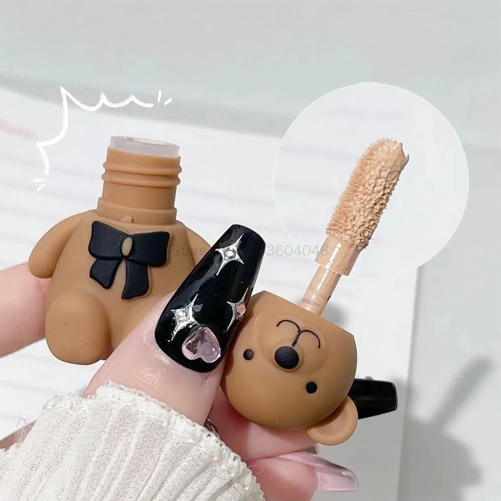 Cute Bear Keychain Liquid Concealer Cream Waterproof Full Coverage Concealer Lasting Face Scars Acne Cover Moisturizing Makeup