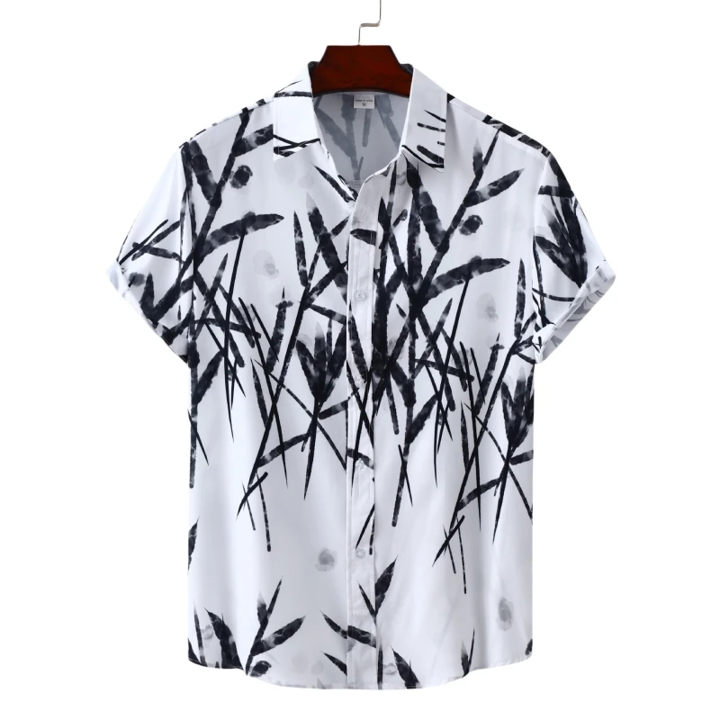 

Men's Cotton T-shirt Short Sleeve Shirts Man Fashion Clothing Blouses Social T-shirts Free Shipping Luxury Hawaiian High Quality