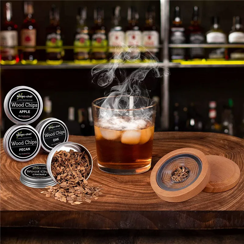 Cocktail Smoker Kit Multi-use Smoking Kit for Whiskey Cheese Flavor Drink Smoker Accessories Cocktail Bar Created Flavored Drink