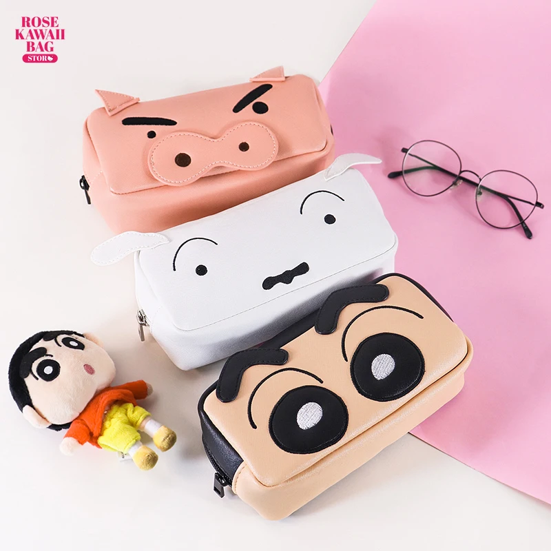 

Оригинальная сумка Crayon Shin-chan, мультяшная сумка для макияжа, вместительная милая сумка для хранения, милая коробка для канцелярских принадлежностей для студентов, школьных принадлежностей