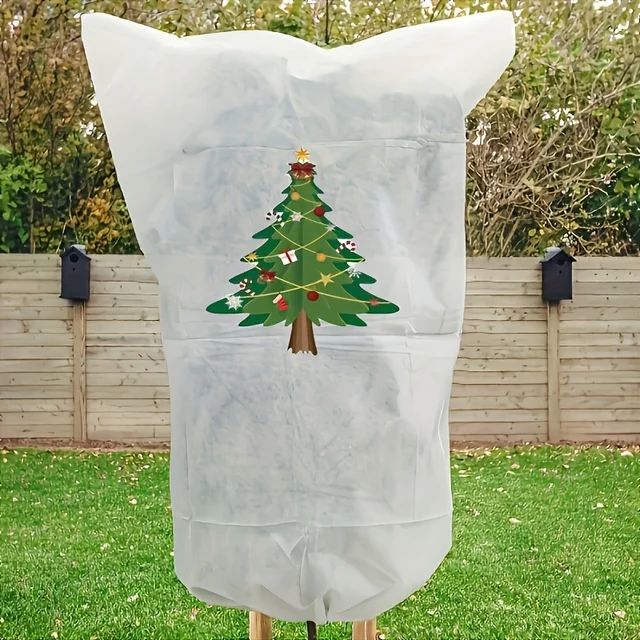 1pc Heavy Duty Winter Frost Cloth Plant Cover - Drawstring Design for Outdoor Shrubs, Fruit Trees,Ideal for Christmas Gardening 6