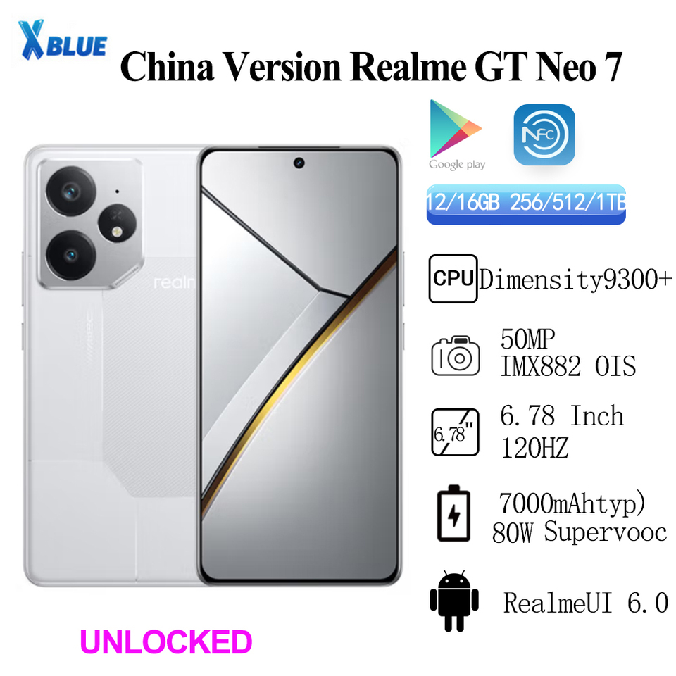New Realme Neo 7 50MP IMX882 OIS 80W Supervooc 7000mAh 6.78Inch Dimensity 9300+ IP69 Unlocked Sim Network Region OTA Update