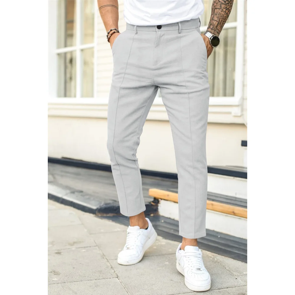 OEM Solid Color Textured Cloth Men's Casual Pencil Pants - China Men's  Trousers and Autumn and Winter Pants price | Made-in-China.com