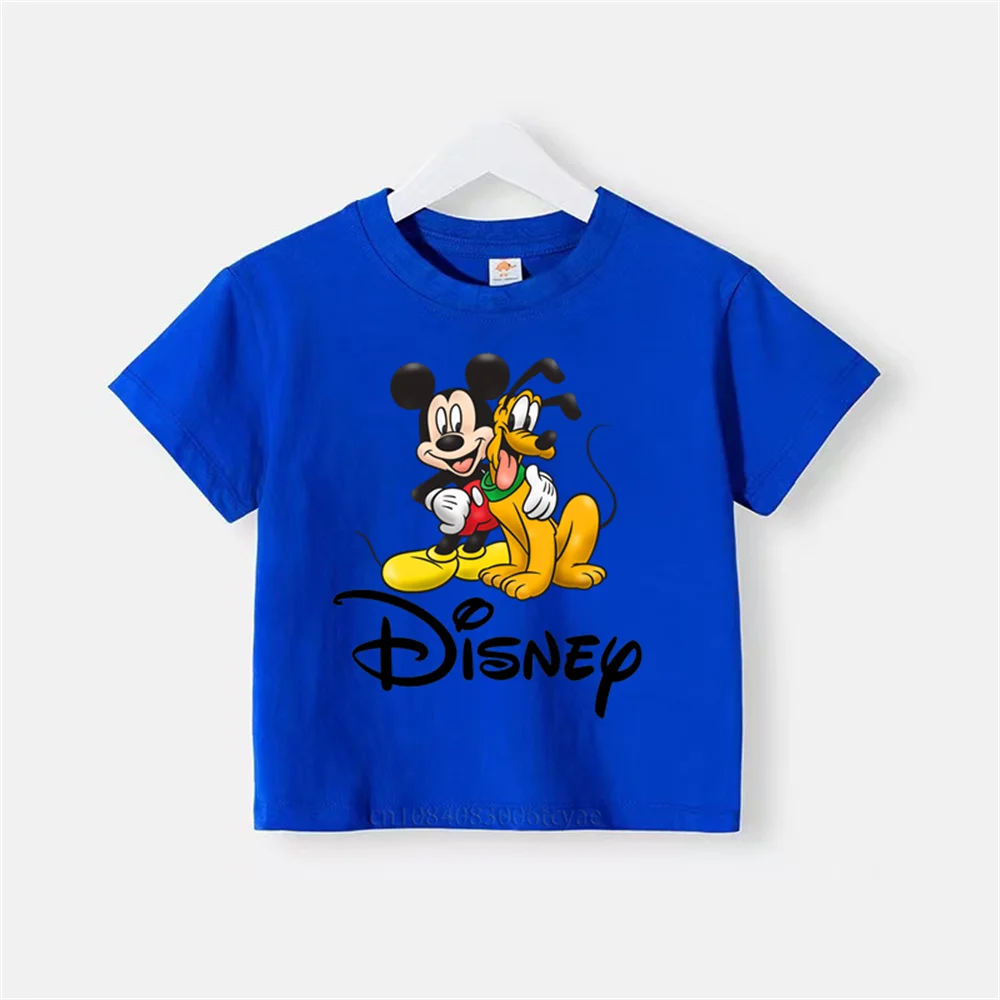 Disney Summer Kids round neck cotton short sleeve Boys Girls Mickey Mouse Minnie Clothing Summer short sleeve casual top T-shirt