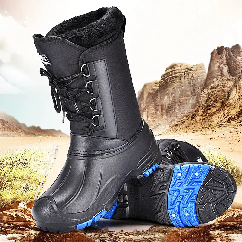Bottes d'hiver chaudes pour pêche - Chaussures de neige imperméables antidérapantes avec doublure polaire épaisse