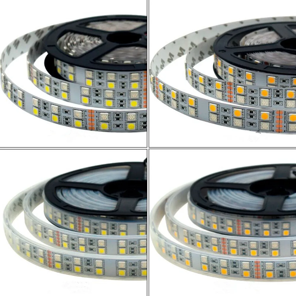

Двухрядная СВЕТОДИОДНАЯ лента SMD 600 RGBW IP20 IP67, 5 м, 120 светодиодный одов/м, 12 В, 24 В постоянного тока, водонепроницаемая гибкая лента RGB + белый/теплый белый