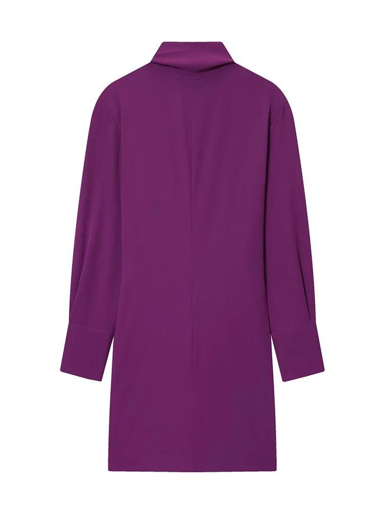 Fashion Women Solid Halter Scarf Neck Dress Long Sleeve Fit Pullover Short Dress Elegant Lady Holiday Evening Party Outfit