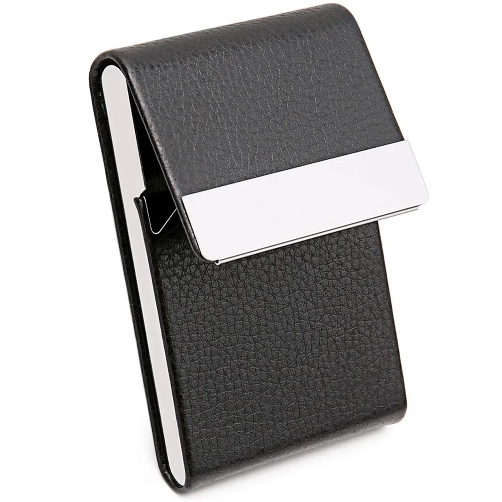 Slim PU Leather Business Card Holder Case with Magnetic Closure