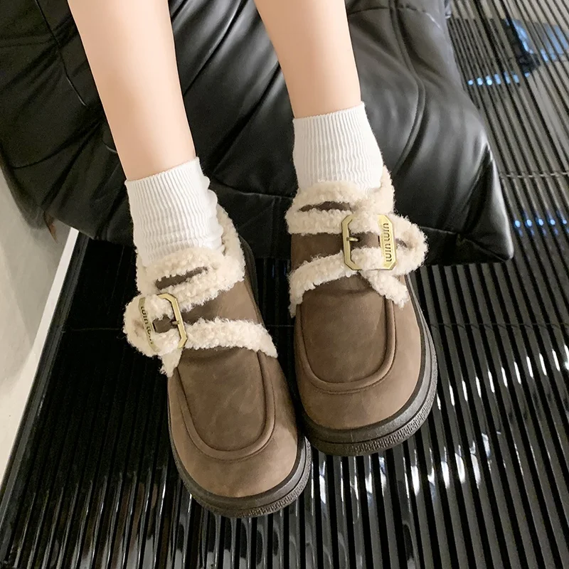 Winter New Round Toe Thick Sole Comfortable Casual Snow Boots Fashionable and Sexy Buckle Hot Selling Short Boots for Women