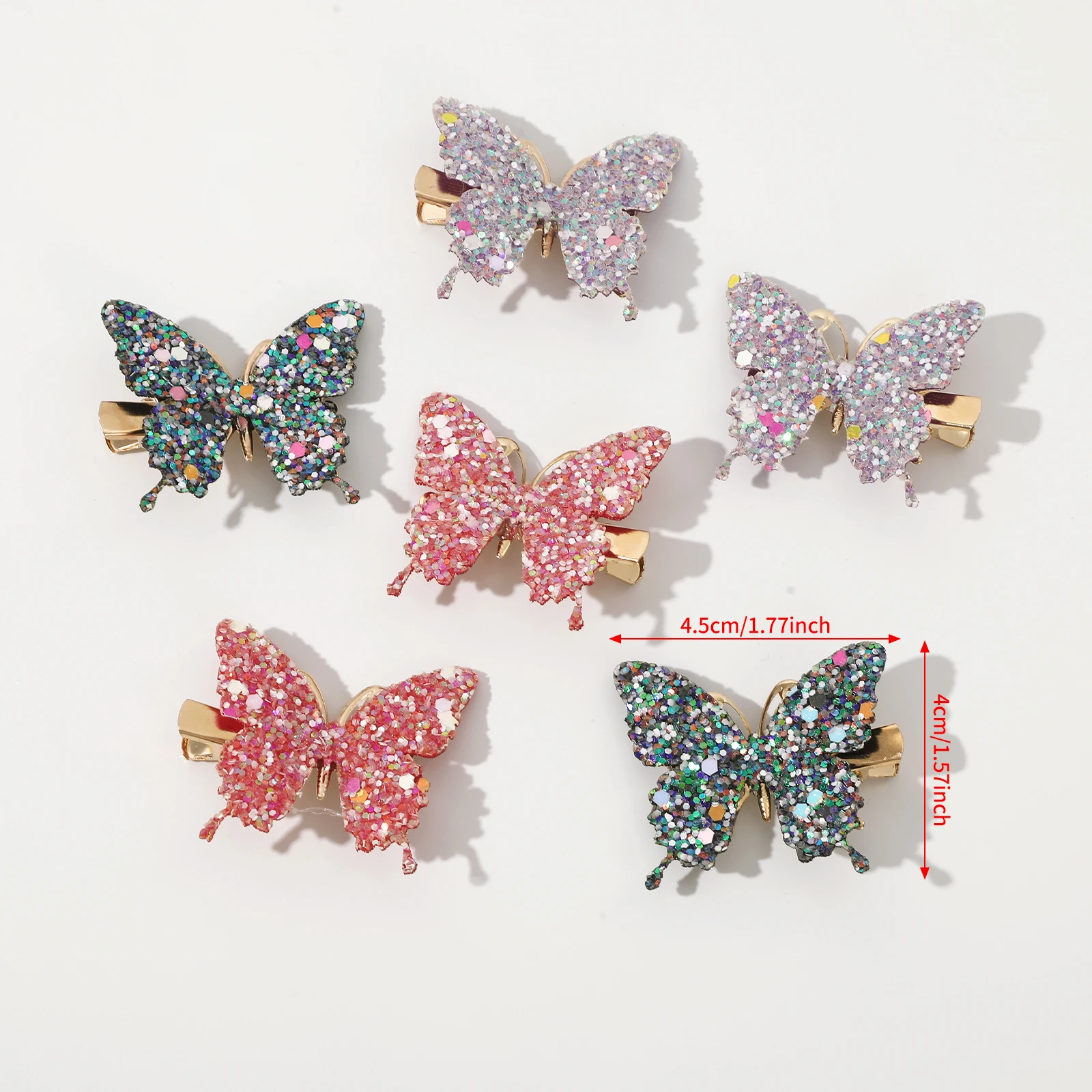 1 Set Shiny Butterfly Duckbill Hair Clips Sweet Exquisite Girls Hairpin Women Cute Headdress Holiday Party Barrettes Hairgrips