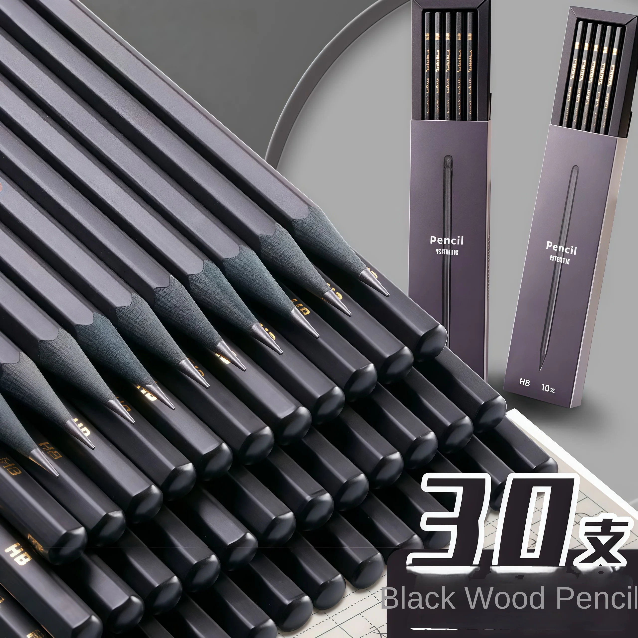 10/20/30pcs/set 2B HB Wooden Lead Pencils Black Wood Graphite Pencil Set Wood-Cased Pencils for Office School Writing Supplies - 5