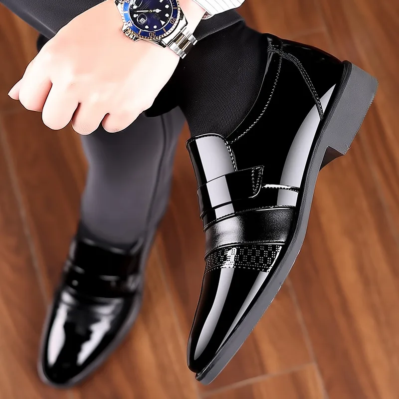 Leather Shoes Men Casual Business Dress Shoes Slip on Office Oxford Shoe Soft-Soled Wedding Footwear Office Classic
