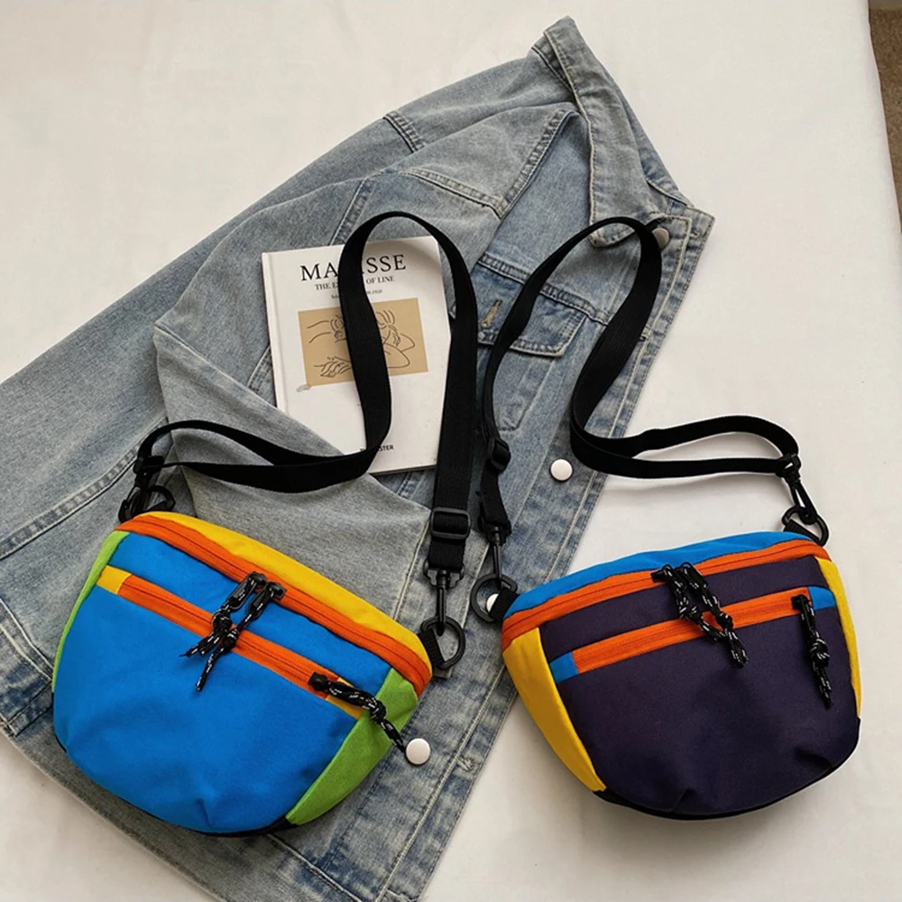 NamcheBarwa Borse per ravioli da donna, borsa a tracolla in nylon a mezzaluna con cinturino regolabile, borsa a tracolla in tinta unita per viaggi, lavoro, scuola, uso quotidiano, Arancione