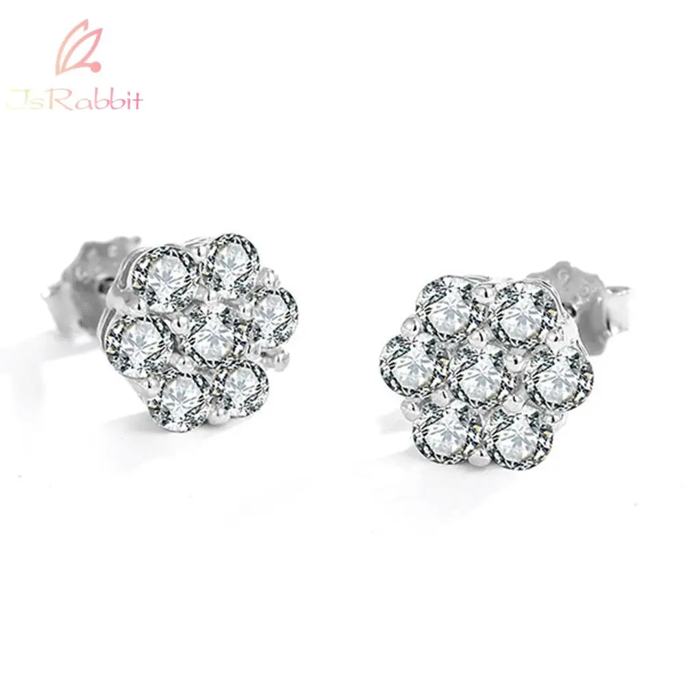 

IsRabbit 18K Gold Plated Round 3MM Moissanite Diamond Flower Stud Earrings 925 Sterling Silver Anniversary Jewelry Drop Shipping