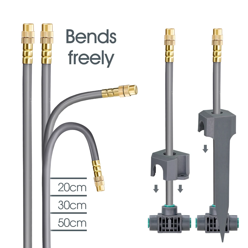 360&deg; Flexible Hose Brass Nozzles Misting Irrigation System Quick Push Connecter Heavy Duty Stake Garden Courtyard Cooling Device garden sprinkler irrigation sprinklers garden irrigation nozzle drip irrigation sprinklers garden sprayer nozzles