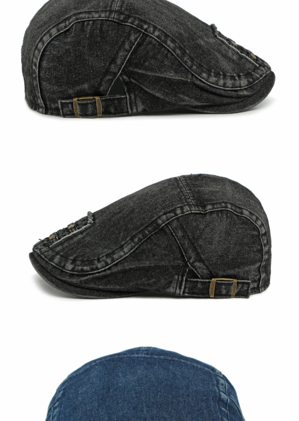 HT4862 Berets für Männer Frauen Neue Alle Jahreszeiten Denim Baskenmütze Mütze Männlich Weiblich Baumwolle Ivy Flache Kappe Einstellbar Künstler Maler Baskenmütze Hut – Detail 10