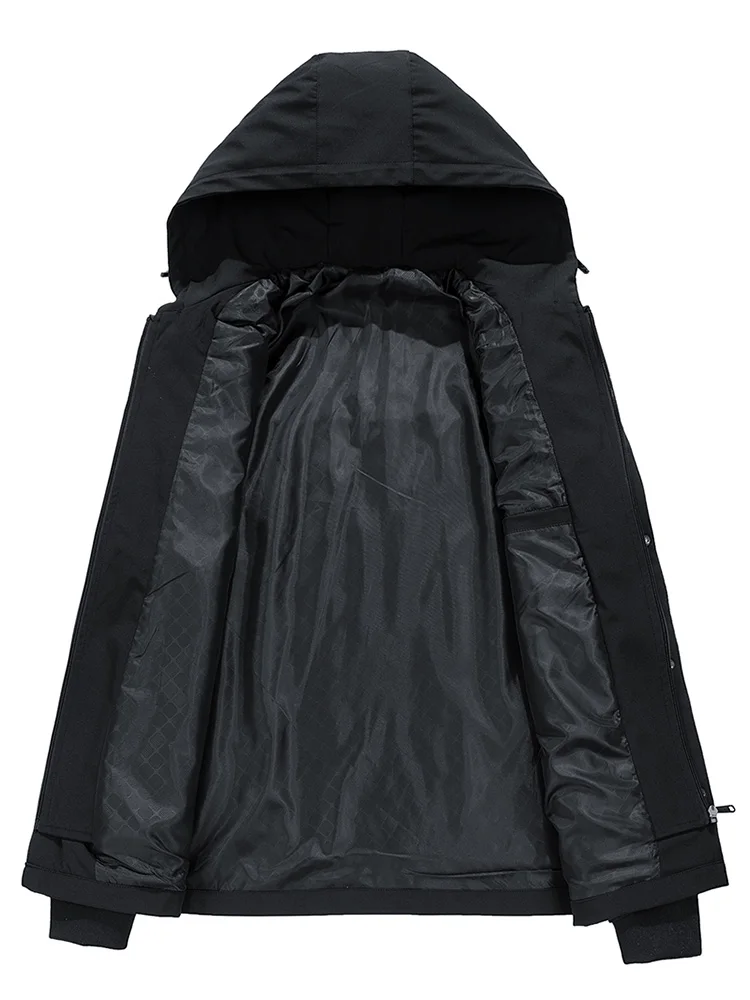 Spring Autumn Long Trench Coat Men Fashion Hooded Windbreaker Black Overcoat Casual Jackets Big Size 6XL 7XL 8XL 9XL