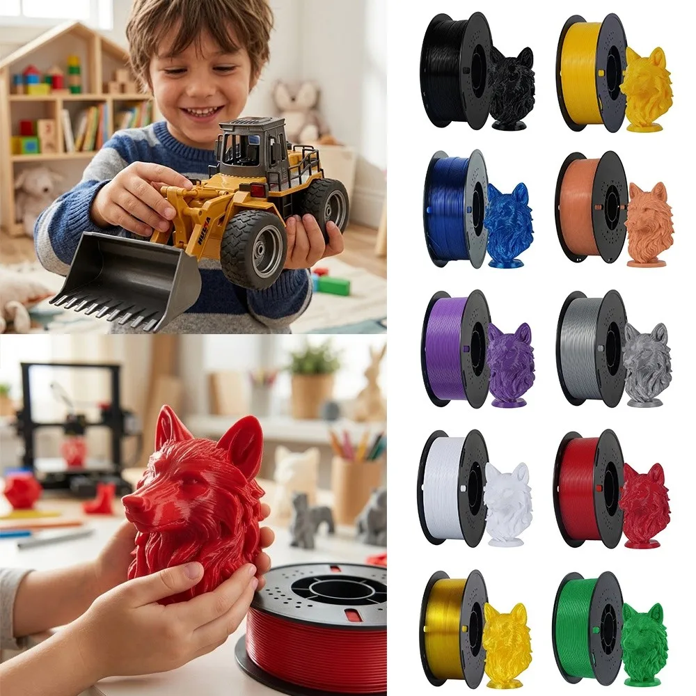 1.75mm PETG 3D 프린터 필라멘트 PLA 고강도 3D 인쇄 재료 DIY 공예 1KG 스풀 프린터 소모품