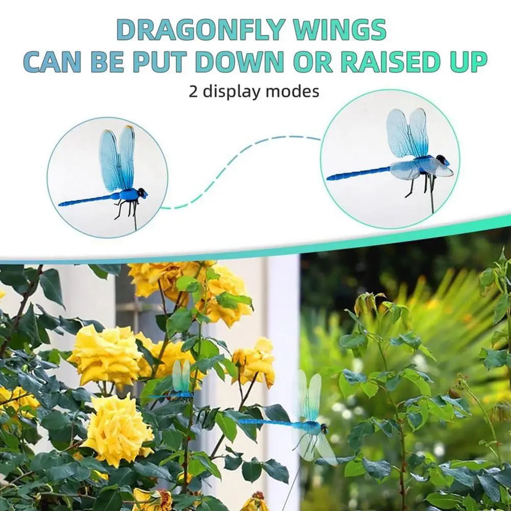 Description Picture 2 of item12Pcs Dragonfly Hat Clip Realistic Decoys Simulation Garden Stake Decorate Outdoor Realistic Outdoor Dragonfly Decor Clips