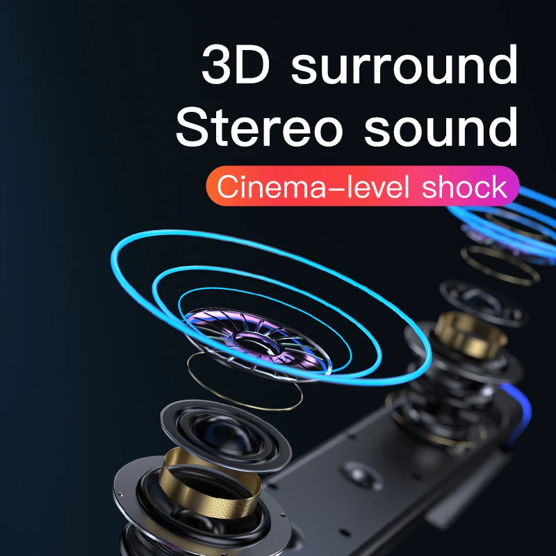 US $14.74 - 27.88 4D Surround Soundbar With RGB Light Speakers Computer Stereo Bass Subwoofer Speaker for Laptop PC Home Theater Caixa De Som