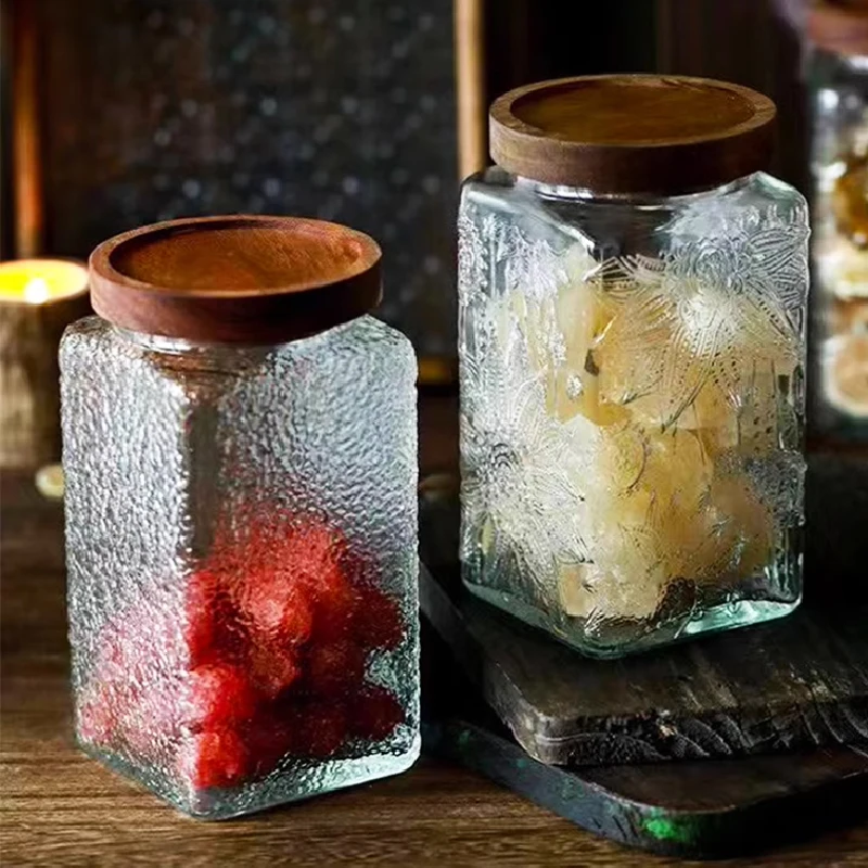 Begonia Pattern Glass Storage Jar 2