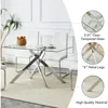 Rectangular Glass Dining Table Kitchen Glass Top Table for 4 with   Metal Legs,Dining Table Kitchen Glass Table for Kitchen 5