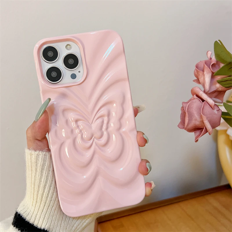 Plating 3D Butterfly Bumpy Texture Case for iPhone