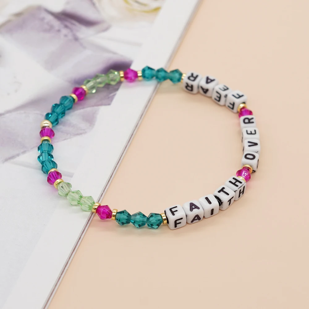 Go2Boho Clay Beaded Letter Bracelets for Women Natural Stone Bracelet Crystal Beads Polymer Fashion 2023 Summer Gifts Jewelry images - 6