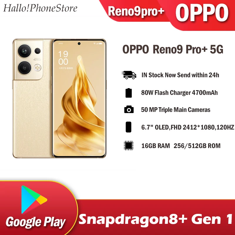 NEW OPPO Reno9 Pro+ Plus Snapdragon 8+ Gen1 Google Play 5G smartphone ...