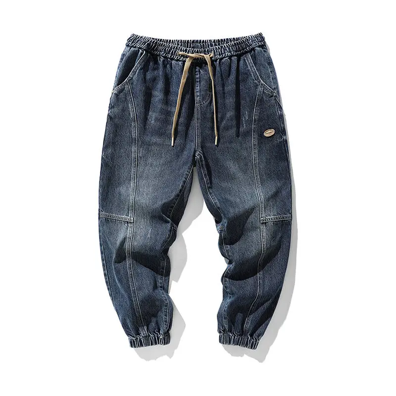 Pantaloni Jeans Da Lavoro Uomo Vintage, Modello Jogger Carota, Diritti, Anelestici, Stile Hip Hop, Autunno/inverno, Taglie Comode