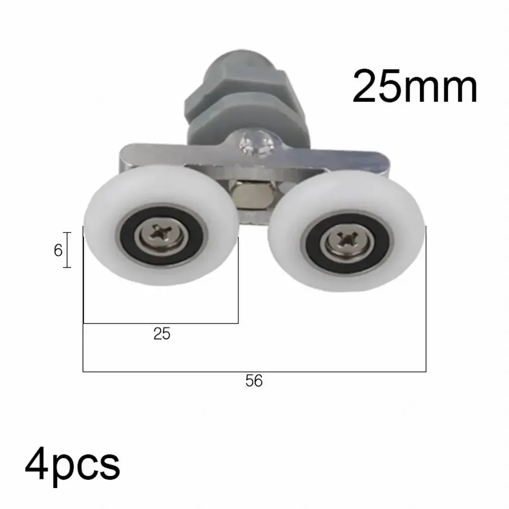 Shower Door Rollers, Sliding Door Roller, Shower Room Pulley, Shower Room Rollers, Sliding Door Pulley-4pcs Twin Bathroom Shower Door Roller Runner Wheels Sliders 19/23/25/27mm Dia Shower Rooms Cabins Door Pulley Hardware