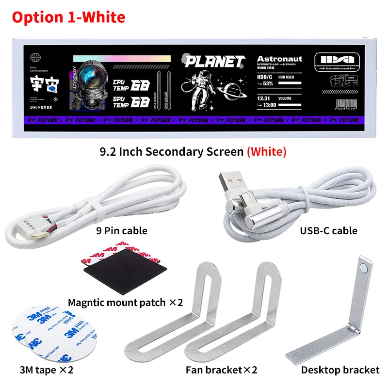 شاشة ذكية جديدة 9.2 بوصة USB-C IPS 1920x462 شاشة ثانوية تستخدم برنامج TURZX CPU GPU RAM شاشة الكمبيوتر لنظام التشغيل Windows 10 11