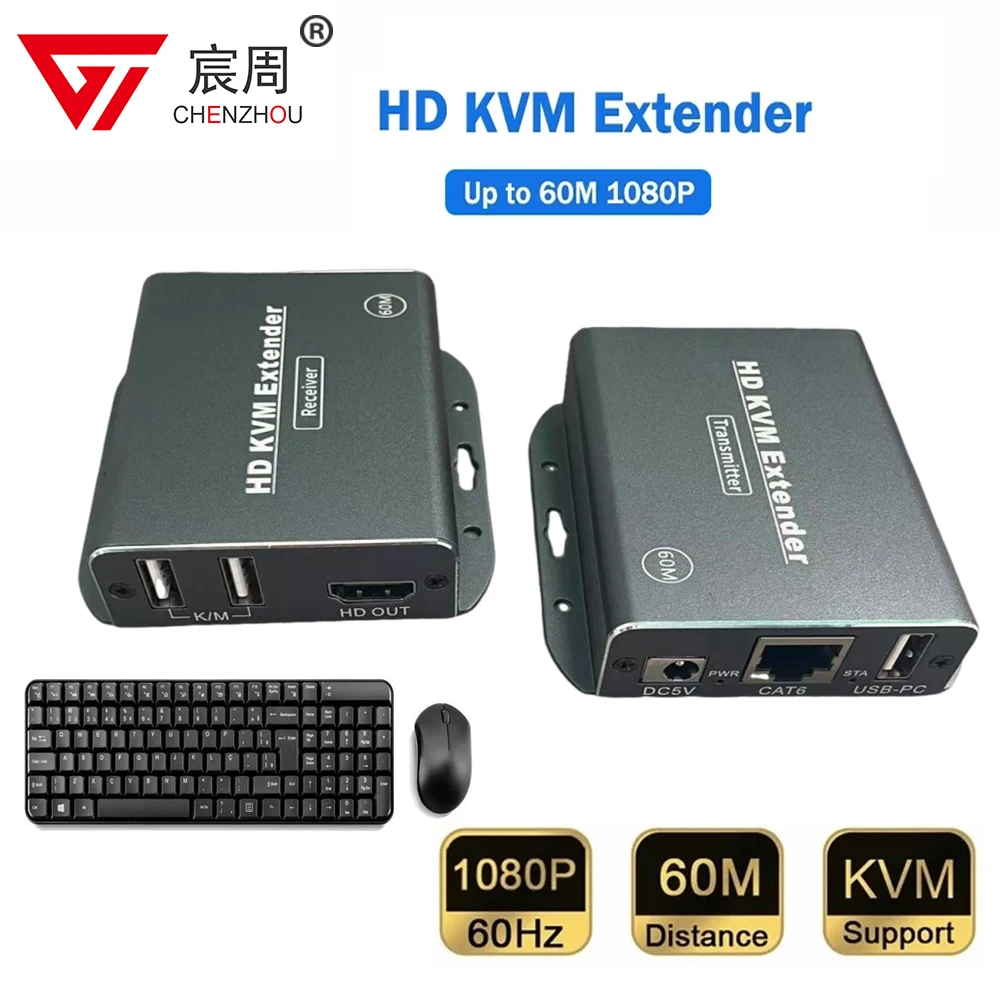 60 м HD KVM удлинитель через Ethernet Cat5e/6 POC кабель 1080P HDMI USB удлинитель видео аудио удлинитель сплиттер для USB клавиатуры ПК