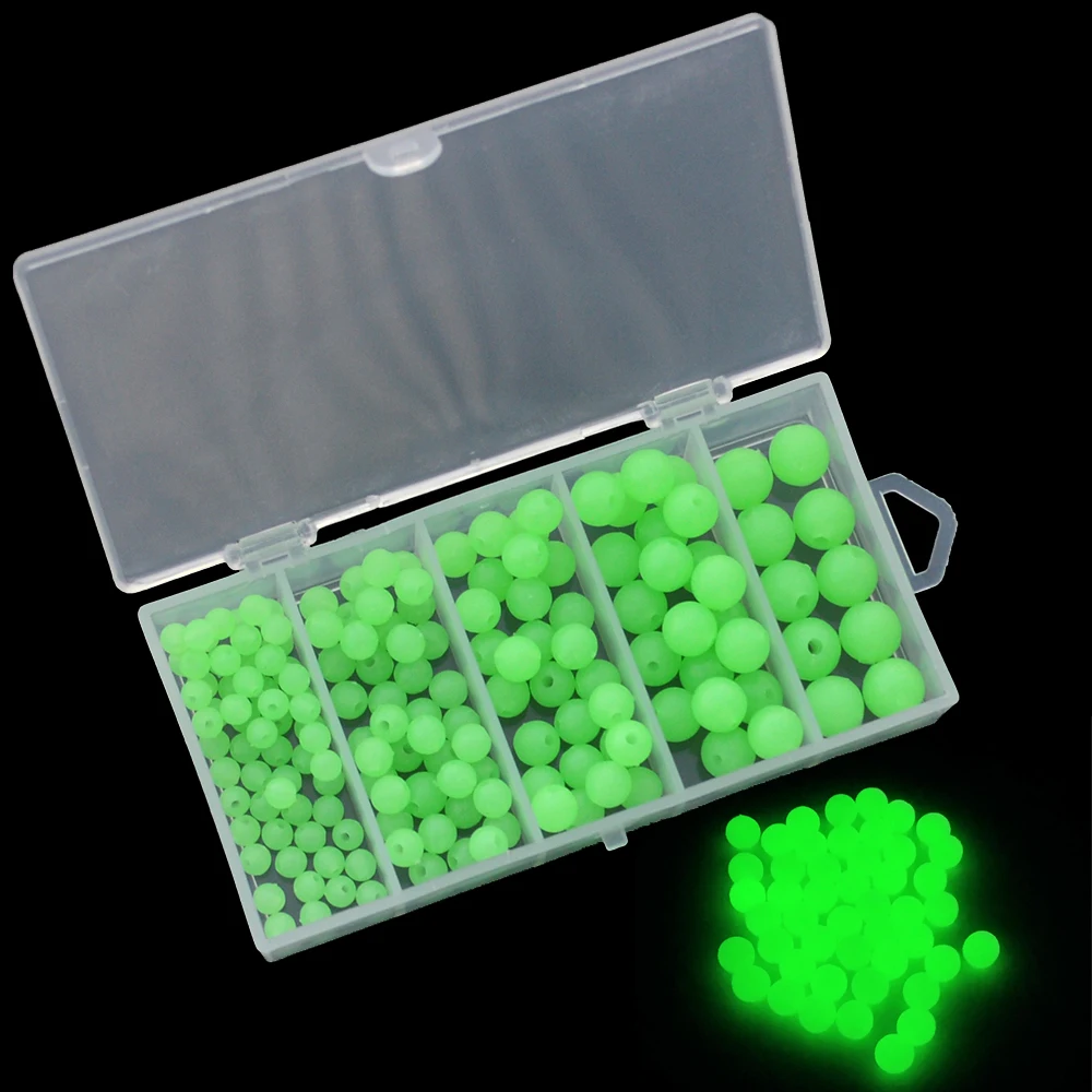 Luminous Fishing Beads 150pcs Assorted Soft Rubber Glow Fluorescent ...