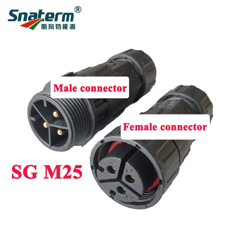 SG 시리즈용 3 핀 M25 M19 커넥터, 케이블 연결용 마이크로 인버터 암수 커넥터, 200W, 700W, 1000W, 1200W, 1400W