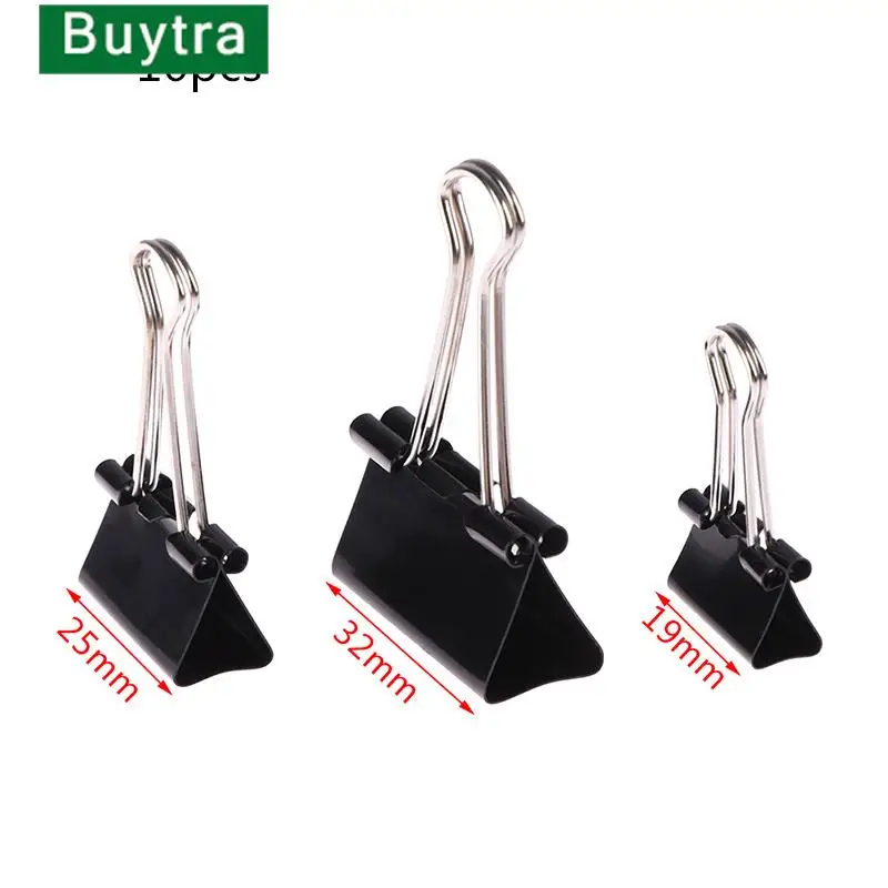 

19mm/ 25mm/ 32mm 10pcs/lot Black Metal Binder Clips Notes Letter Paper Clip Office Supplies Binding Securing Clips