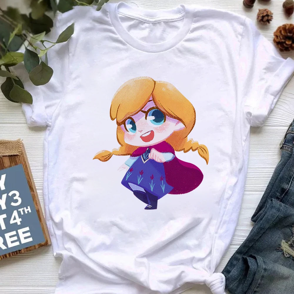 

Cute Frozen Print Disney Women T Shirt Dropship Kawaii Anna Graphic Short Sleeve Popular Fashion Female T-Shirt Hot Selling Tee