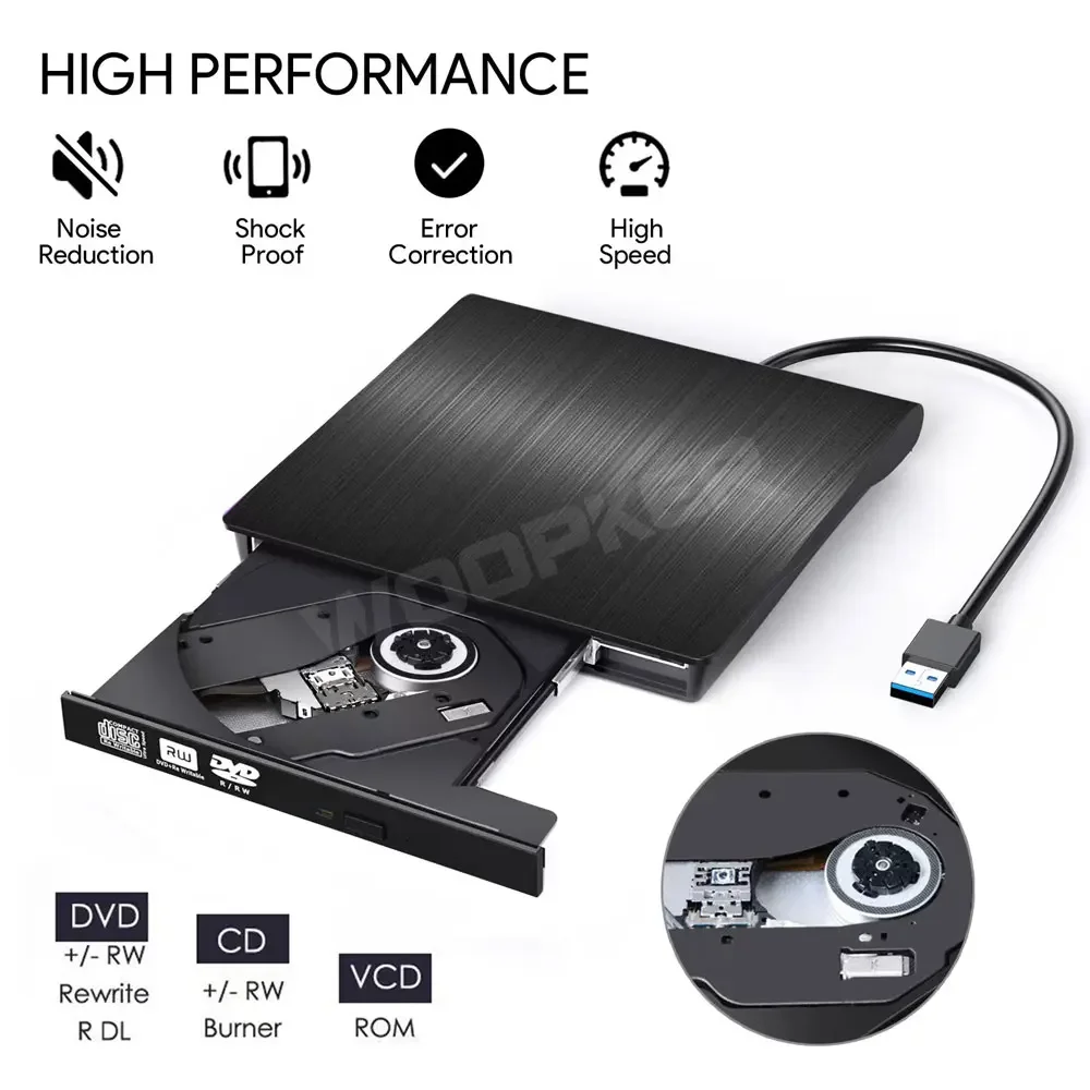 External DVD-RW Player CD DVD Burner USB 3.0 Drive Reader for PC Laptop Desktop Mac Windows Linux for iOS