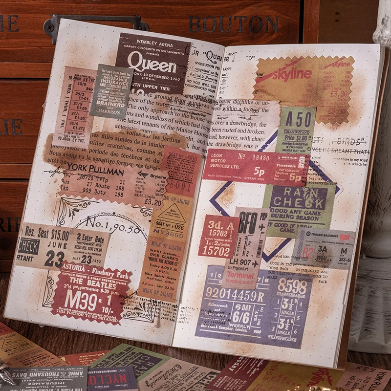 30 sheets Retro Ticketing European style Gallery Memo Pad Material Paper Notepad Journal Scrapbooking Sticker
