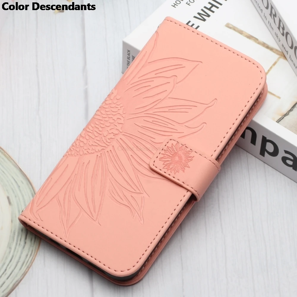 3D Sunflower Flip Leather Wallet Phone Case