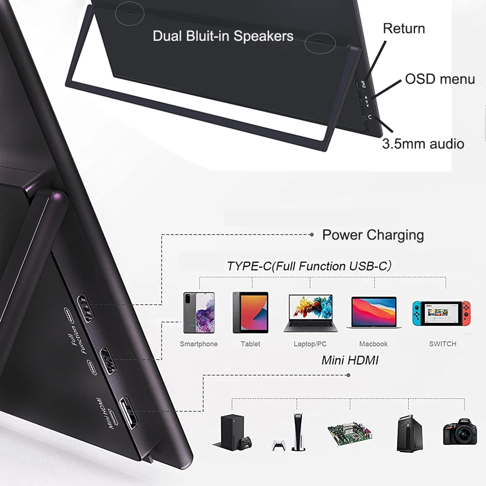 15.6 ġ ޴  1080P HDR IPS г, USBC HDMI ʰ淮 ܺ  °  ĵ, Ʈ  Ŀ 