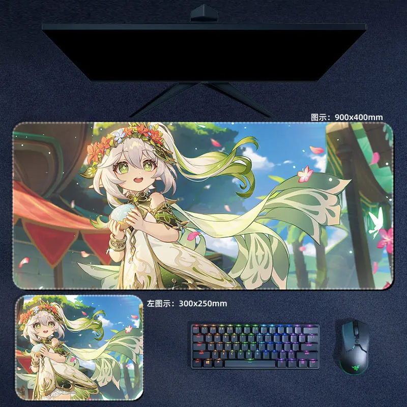 Nahida Genshin Impact Mouse Pad Mousepad Padding Teclado Computer Pad Anime pc Jogos Acessórios Desk Mat Lesser Lord Kusanali - Imagem 5