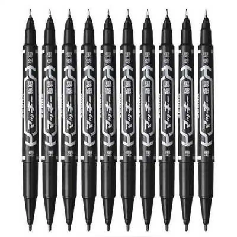 9 개/대 트윈 팁 영구 마커 펜 유성 방수 잉크 얇은 펜촉 원유 블랙 블루 레드 0.5mm 1mm 드로잉 물류 유리