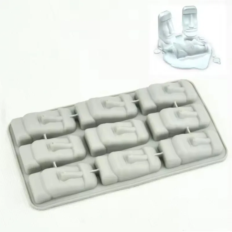 Moai Stone Carving Frozen Mini Silicone Ice Plate Ice Cube DIY Mold Summer Mini Silicone Cake Mold