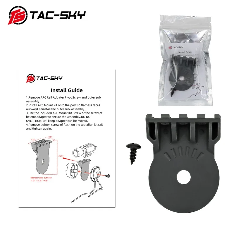 TS TAC-SKY Helmet Mount Sleeve for PELTOR Bracket ARC Rail Adapter Tactical Headset Flashlight ARC Rail Adapter