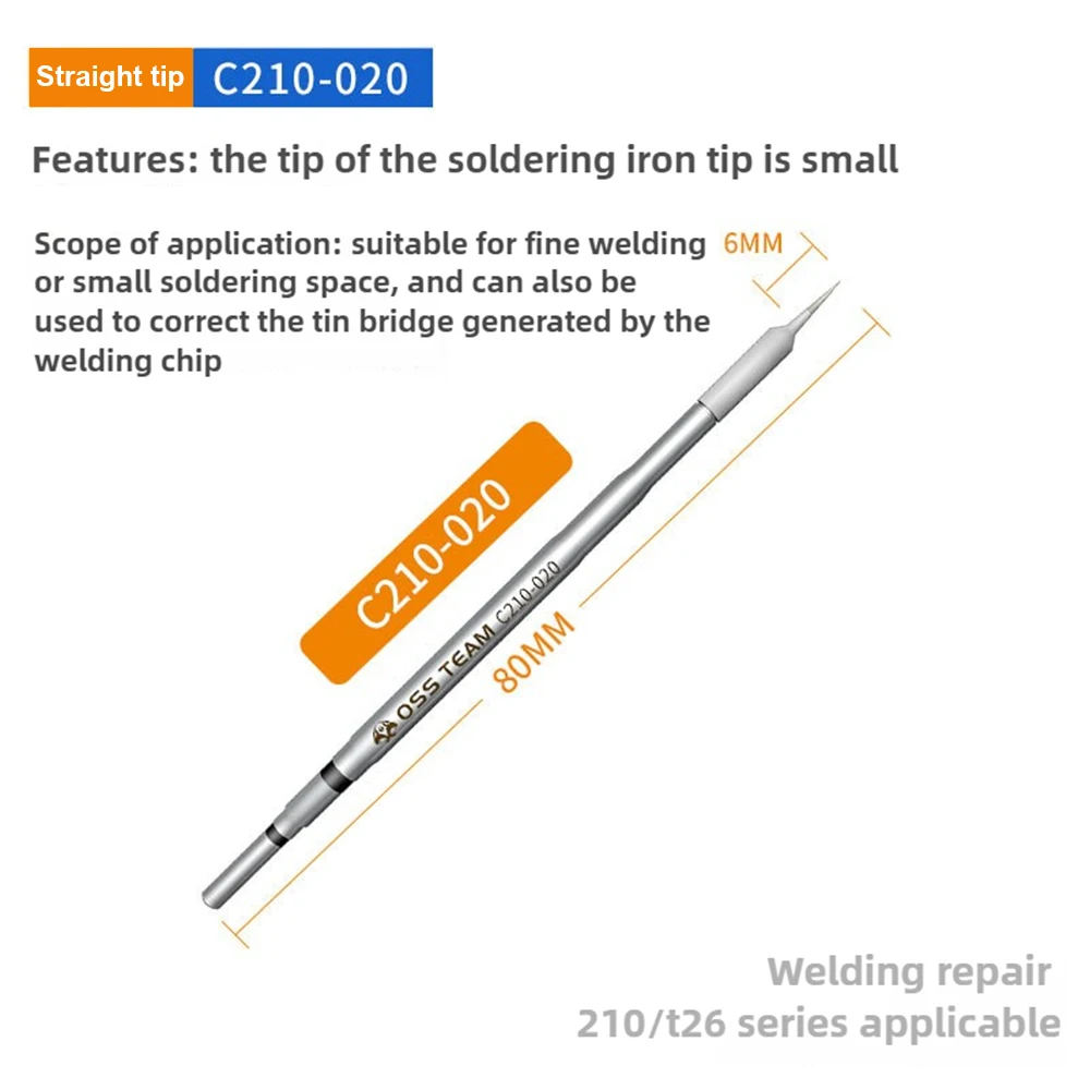 Soldering Iron OSS C210 Soldering Iron Tip Precision Welding Tool 2S Rapid Heating Compatible for JBC T210 T80 HS02B