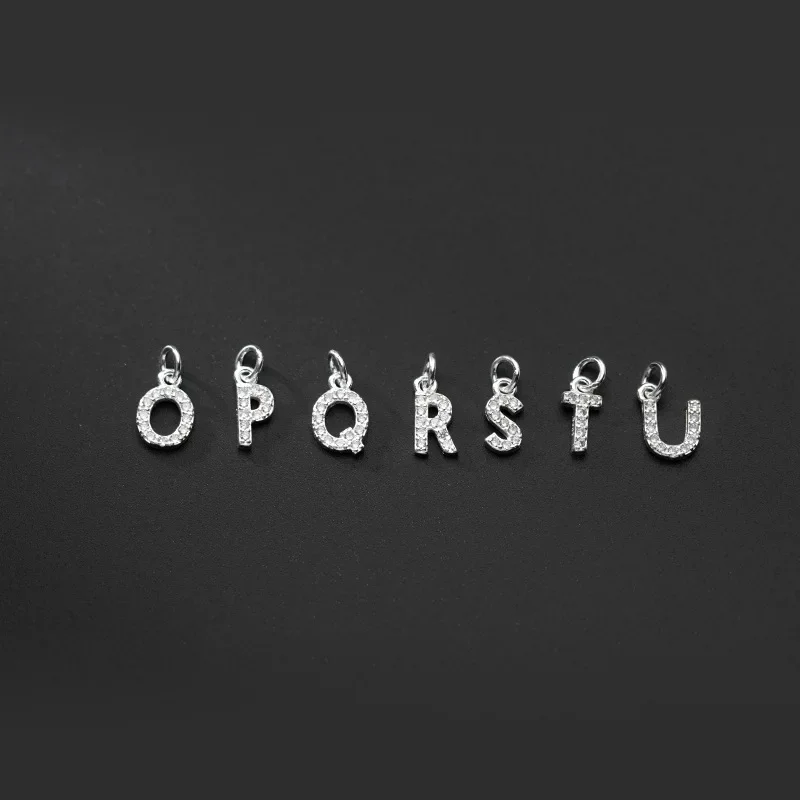 Silver Pendant Silver Necklace Charms Real 925 Sterling Silver 26 Letter Pendant Shiny Charm CZ Pendant DIY Accessories for Women Fine S25 Jewelry DZ423