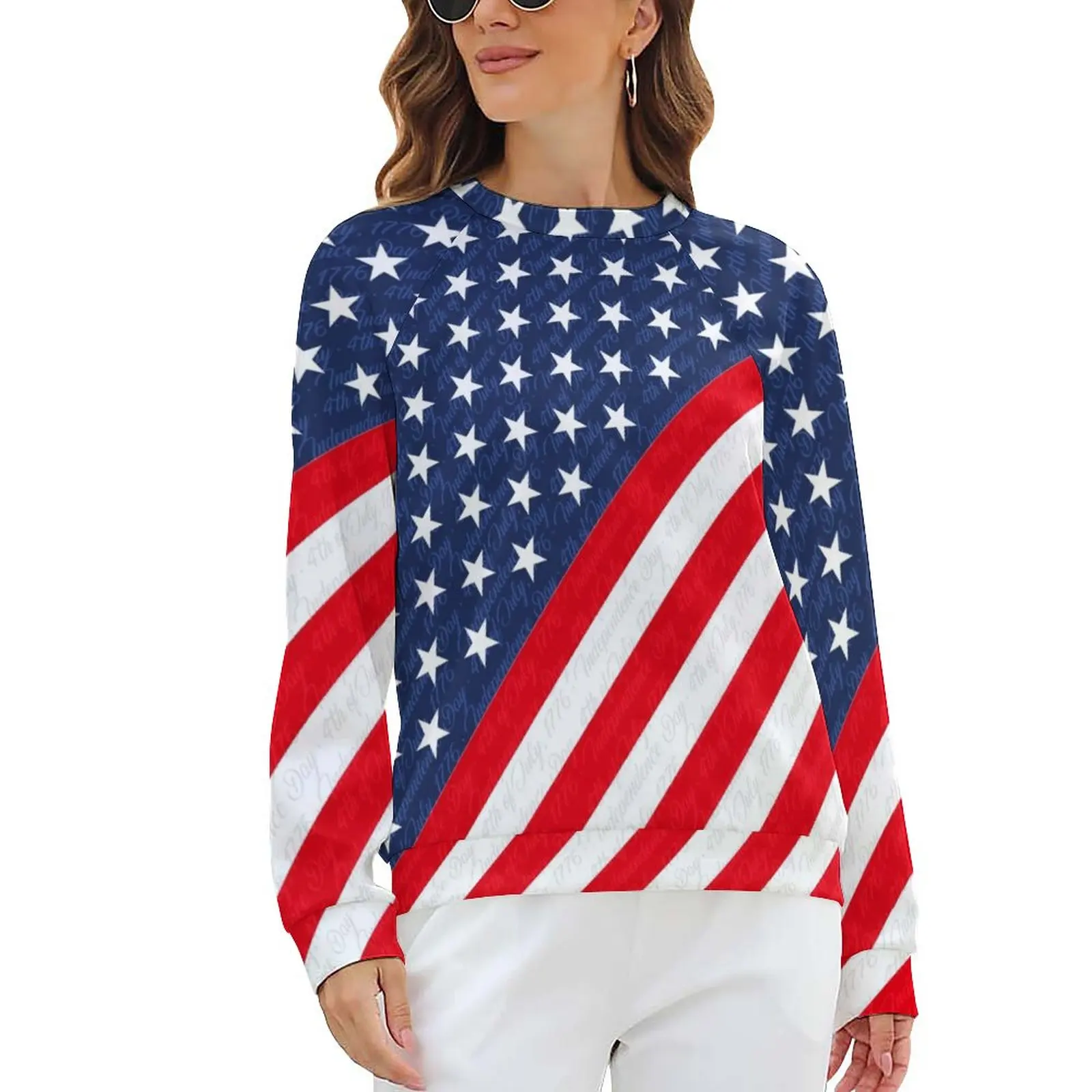 

USA Flag Hoodies Woman 4th of July Independence Day Classic Casual Hoodie Winter Long Sleeve Pretty Graphic Sweatshirts Big Size