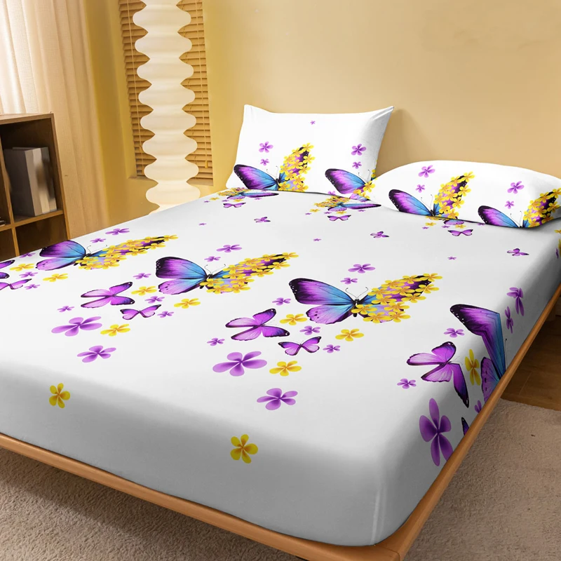 Four Seasons Men and Women Simple Fashion Butterfly Print Sanding Bedspread Home Bedroom Hotel